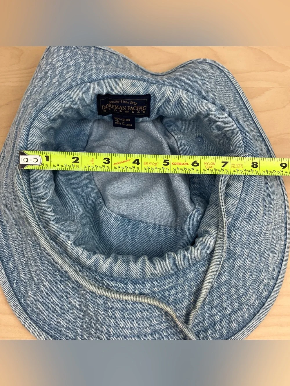 VTG Dorfman Pacific Blue Denim Light Wash Bucket Sun Hat Size Medium (Women’s?)